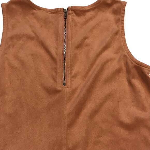 Forever 21 A-Line Tank Blush Pink Suede Pullover Zipper Boho Girls Size 9-10 - Picture 3 of 5